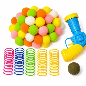 60pcs Cat Toys Set: Springs, Pompom Balls & Gun Launcher – Interactive Indoor Play for Exercise, Chasing & Catching