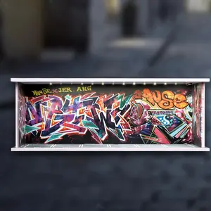 1/64 scale 3D multi-story parking garage model display case with LED lights, featuring a city parking lot scene background.  A collectible model gift, suitable for wind turbines, car models, Matchbox cars, etc. (Model cars are not included).