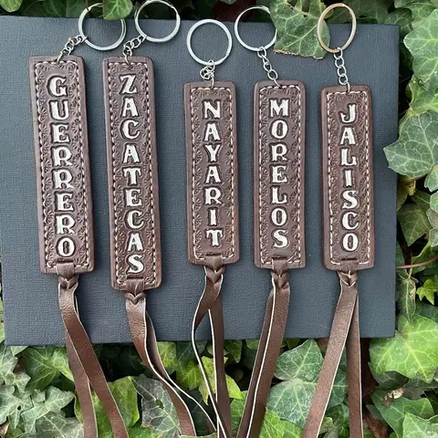 Brown Mexican State Cowhide Keychain -Handmade