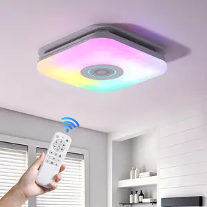 RGB Bathroom Exhaust Fan with Bluetooth Speaker, Remote/APP Control, 110/160 CFM,1.0 Sone,Music Light, Smart Bathroom Exhaust Fans with LED Light, Dimmable, Easy Install (Ivory)shower lamp  led lights