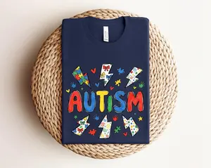 Autism Mom Shirt, Colorful Puzzle Bolt Tee, Autism Awareness Month April Gift, Autism Support Shirt, Wear Blue April 2,Special Education Tee