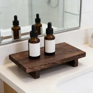 Vintage Wooden Bathroom Tray, Elegant Durable Decorative Kitchen Tray, Perfect Storage Surface for Bathrooms and Kitchens