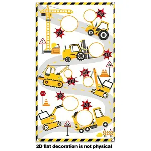 2D Flat Banner 1PC 30*53in "construction Site" Theme Birthday Indoor Outdoor Party, Toss Games Banner with 3 Bean Bags, Birthday Party Decoration, Party Games .