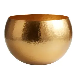 Round Gold Hammered Iron Floor Planter, Home Decor,Handcrafted