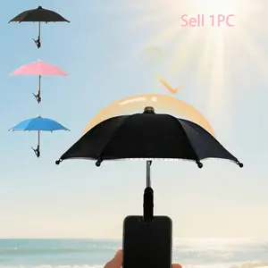1PC Portable Folding Phone Holder Umbrella, Waterproof Anti-Glare Cute Umbrella With Phone Stand, UV Protection Mini Umbrella, Suitable For Light Rain, Universal Phone Sun Shade, Outdoor Anti-Glare Phone Sun Visor, Travel Essential, summer essential