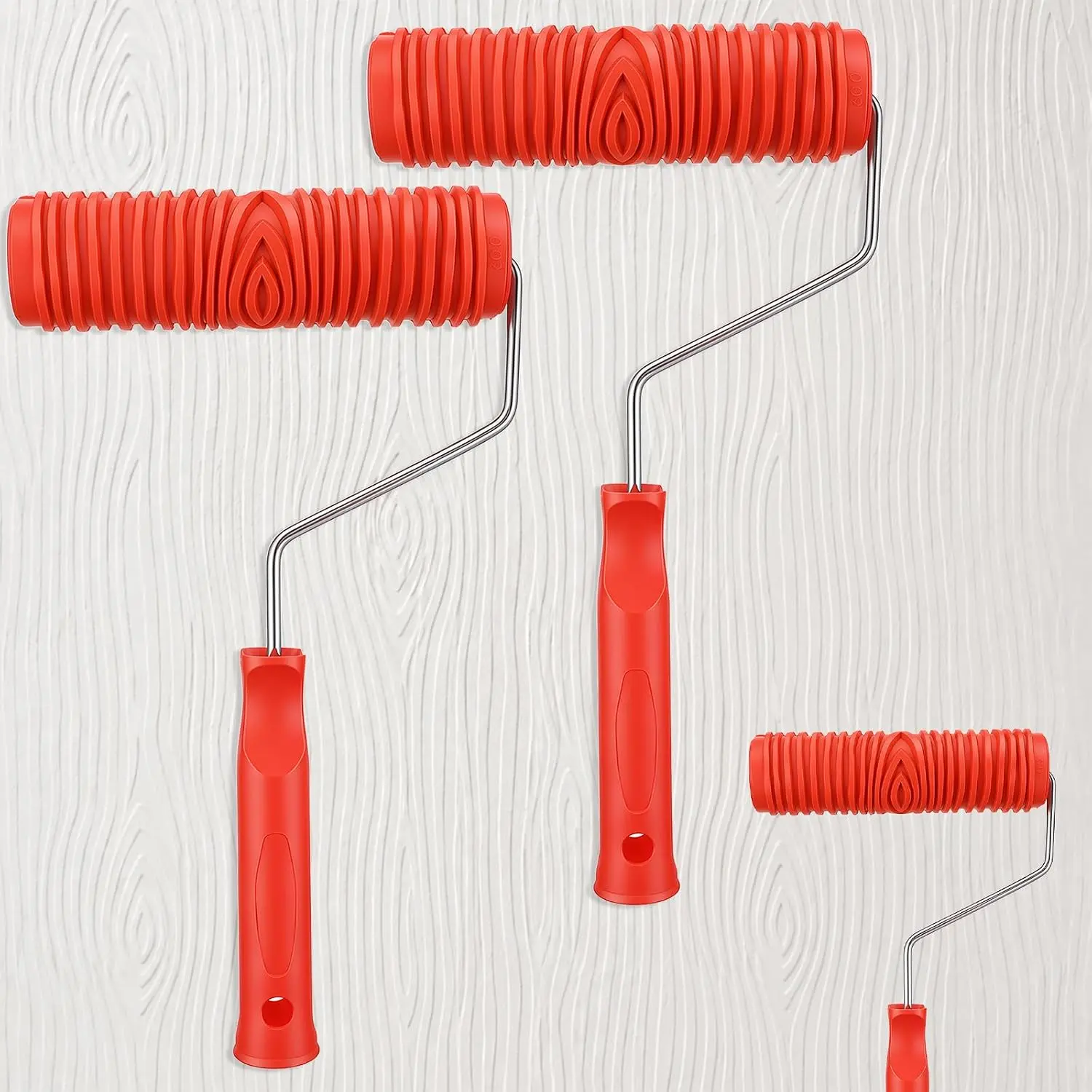 2 PCS 7'' Texture Paint Roller for Wall, Drywall Texture Roller Textured Paint Rollers Pattern Rubber Rollers Textures Tool DIY Decorative Art Paints for Walls, Furnitures and Floors