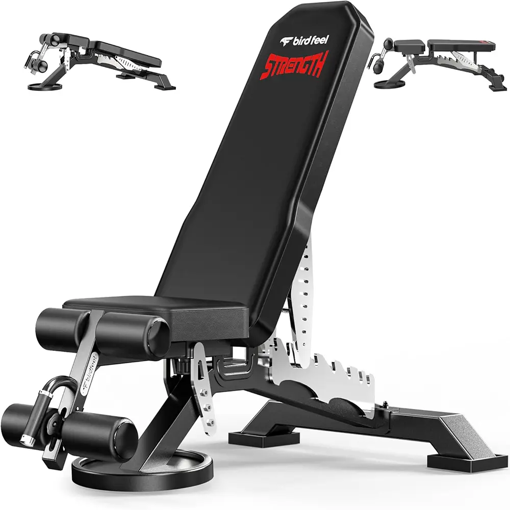 Adjustable Weight Bench, 1800LBS Heavy Duty Workout Bench for Home Gym | Commercial Strength Training Bench with Removable Leg Holder, Supports Full Body Workouts with Flat Incline Decline Sit Up