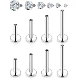 Medusa Piercing Jewelry Stainless Steel Labret Jewelry Lip Rings Different Size Tragus Nail Conch Cartilage Helix Earring Stud Bar Length 6mm 8mm 10mm 12mm