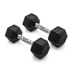 Coated Rubber Hex Dumbbell 10lb Pair - Ideal for Exercise and Fitness