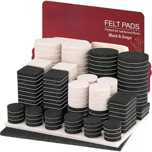 Felt Furniture Pads -182 Pcs Furniture Pads Self Adhesive,Cuttable Felt Chair Pads,Anti Scratch Floor Protectors for Furniture Feet Chair Legs, Felt Pads for Hardwoods Floors,Black & Beige