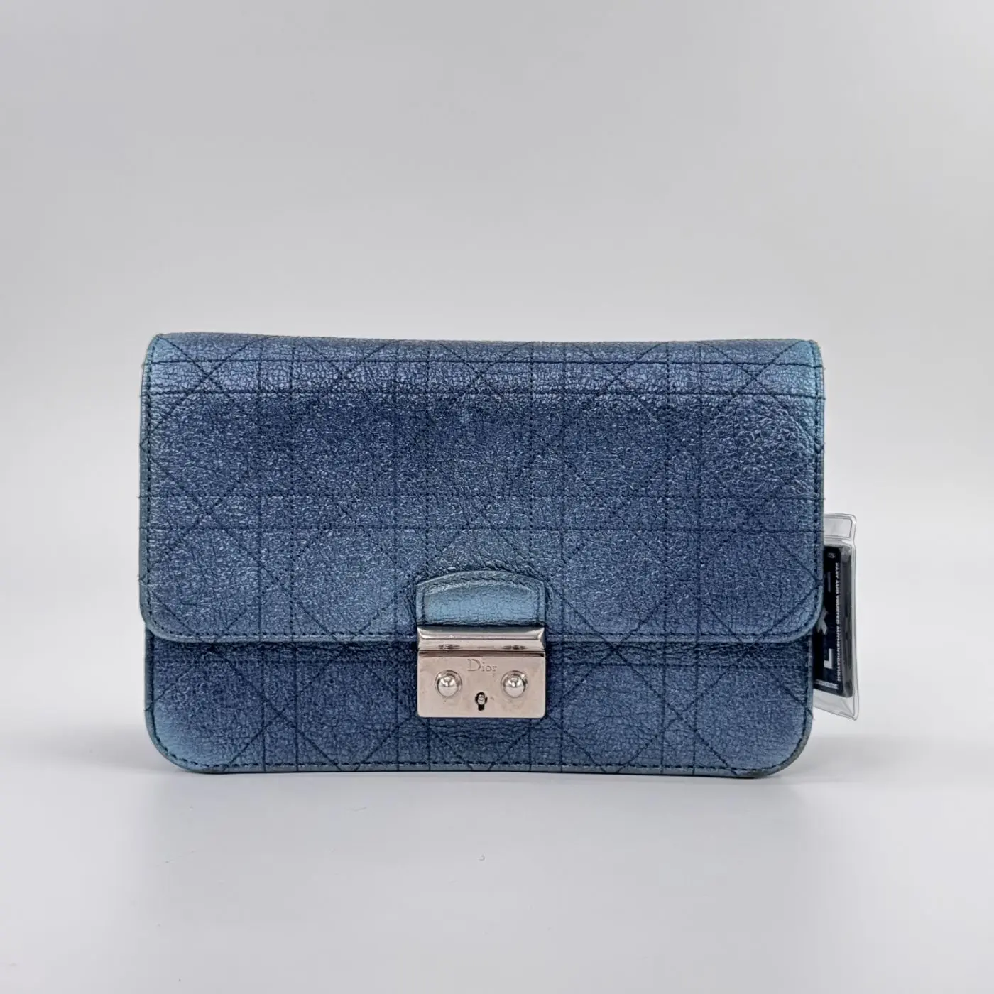 Pre-owned Dior leather Crossbody Bags Christian Metallic Blue Cannage Quilted Miss WOC Crossbody Bag #8858255535294224