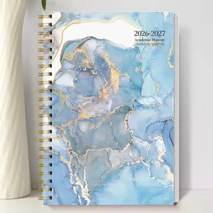Trees Luxury Marble Style Monthly Planner 2026-2027, A5 Spiral Bound Academic Calendar, Premium Paper, Portable Size for University Office Planning