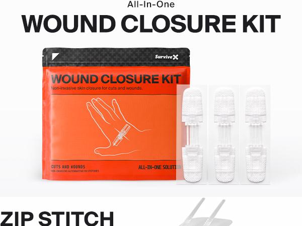 SURVIVEX Wound Closure Kit - Non-Invasive Skin Healing Solution for Cuts & Wounds - Gentle, Adjustable Tension, No Scarring, Easy Removal - All-in-One Emergency Healthcare Aid