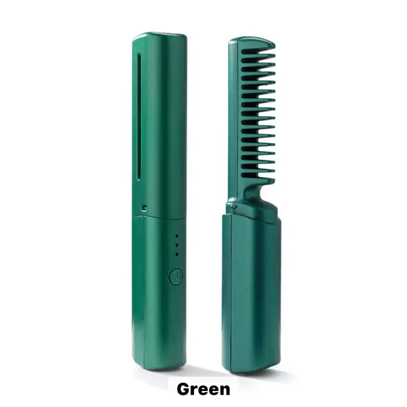 Portable USB rechargeable fast heating hot comb hair straightener mini cordless hair