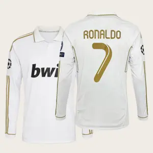 1112 Ronaldo #7 Home Edition Retro Gold Trim Short Sleeve Football Soccer Jersey