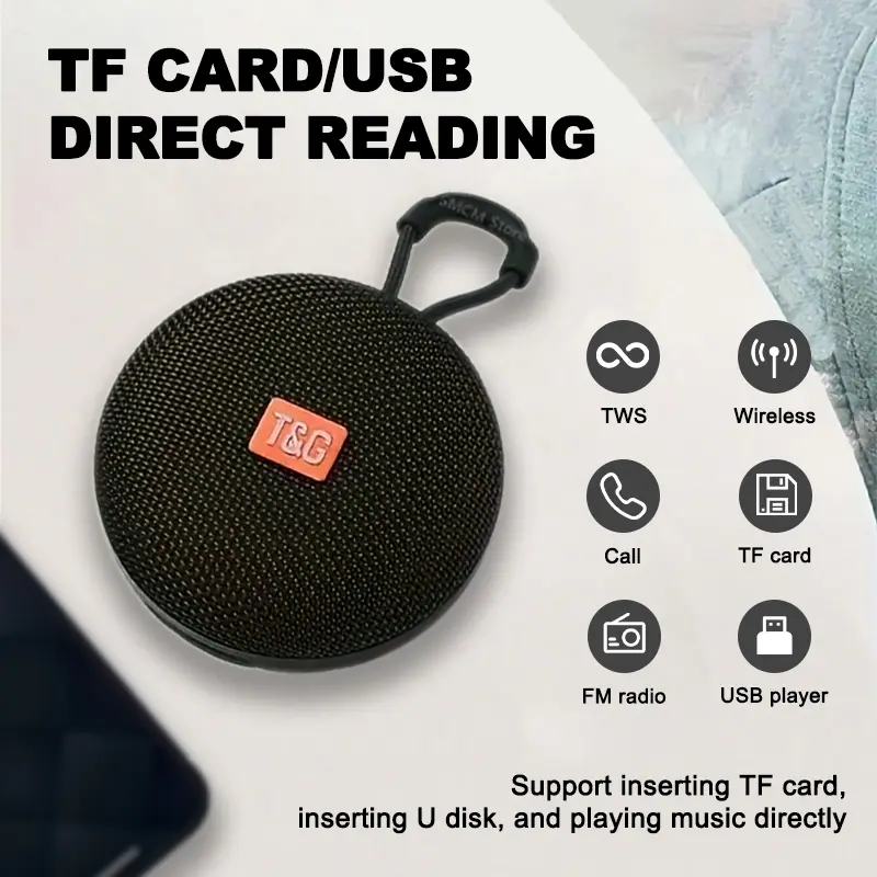 TG-352 IPX5 Waterproof Mini Speaker, Bluetooth 5.3 with TWS, Hands-free Call & FM Radio, Connect Phone/Tablet/Laptop, Built-in Carry Lanyard, Compact Audio for Cycling, Beach, Party, Shower, Camping, Nice Gift for Outdoor Music Lovers