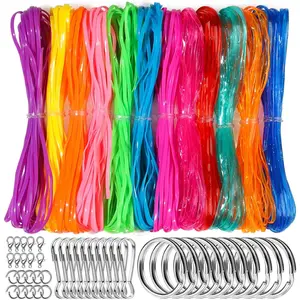 Fandamei Lanyard String Kit, 12 Colors Plastic Lacing Cord, Bright and Glitter Color, Lanyard String for Crafts, Bracelets and Jewelry Making Weaving Kit for Craft DIY