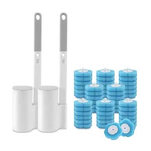 2 Pack Disposable Toilet Brush and Holder Set,Extended Handle with 48 Cleaner Refills Toilet Brush for Toilet Bowl Cleaners,Bathroom Cleaning, Bathtub - Blue (Ocean Fresh Scent),Summer Vibes