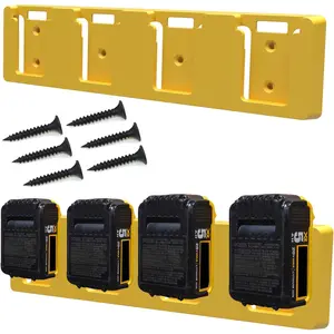 Battery Rack Compatible DeWalt 20V Battery Holder, Mount 4 Slot Bulk Battery Garage Tool, Dewallt 20v Tools, Wall Display Hook Holder (Yellow-1pc)