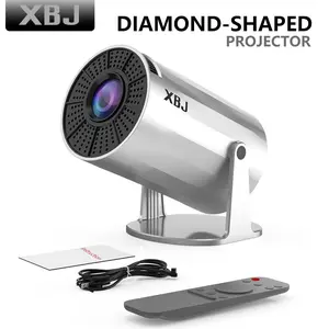 XBJ Mini smart portable projector with 270° rotatable,  wifi and bluetooth android 11 WiFi movie outdoor 4k with built-in app and remote control ceiling，support portable projector Audio