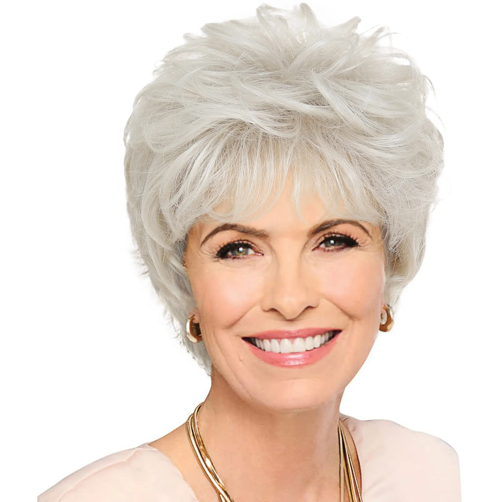 Short Pixie Cut Wigs for Women, Natural Looking Synthetic Short Hair Wig for White Women, Lightweight Layered Pixie Wig with Bangs for Older Women
