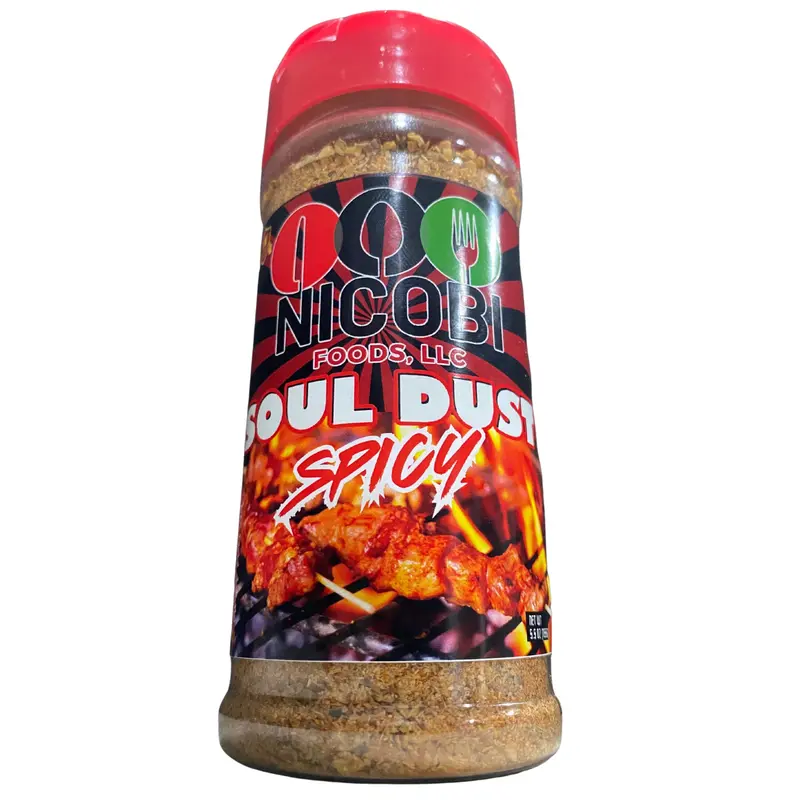 Nicobi Foods Soul Dust Spicy – Savory, Smooth & All-Purpose Flavor in Every Shake (5 oz) Infused Ghost Pepper.
