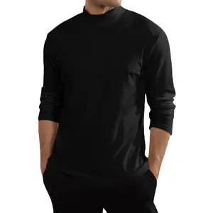 Mens Mock Turtleneck T-Shirts Long Sleeve Turtle Neck Basic Tee Shirts Casual Ribbed Knited Tops Thermal Pullover
