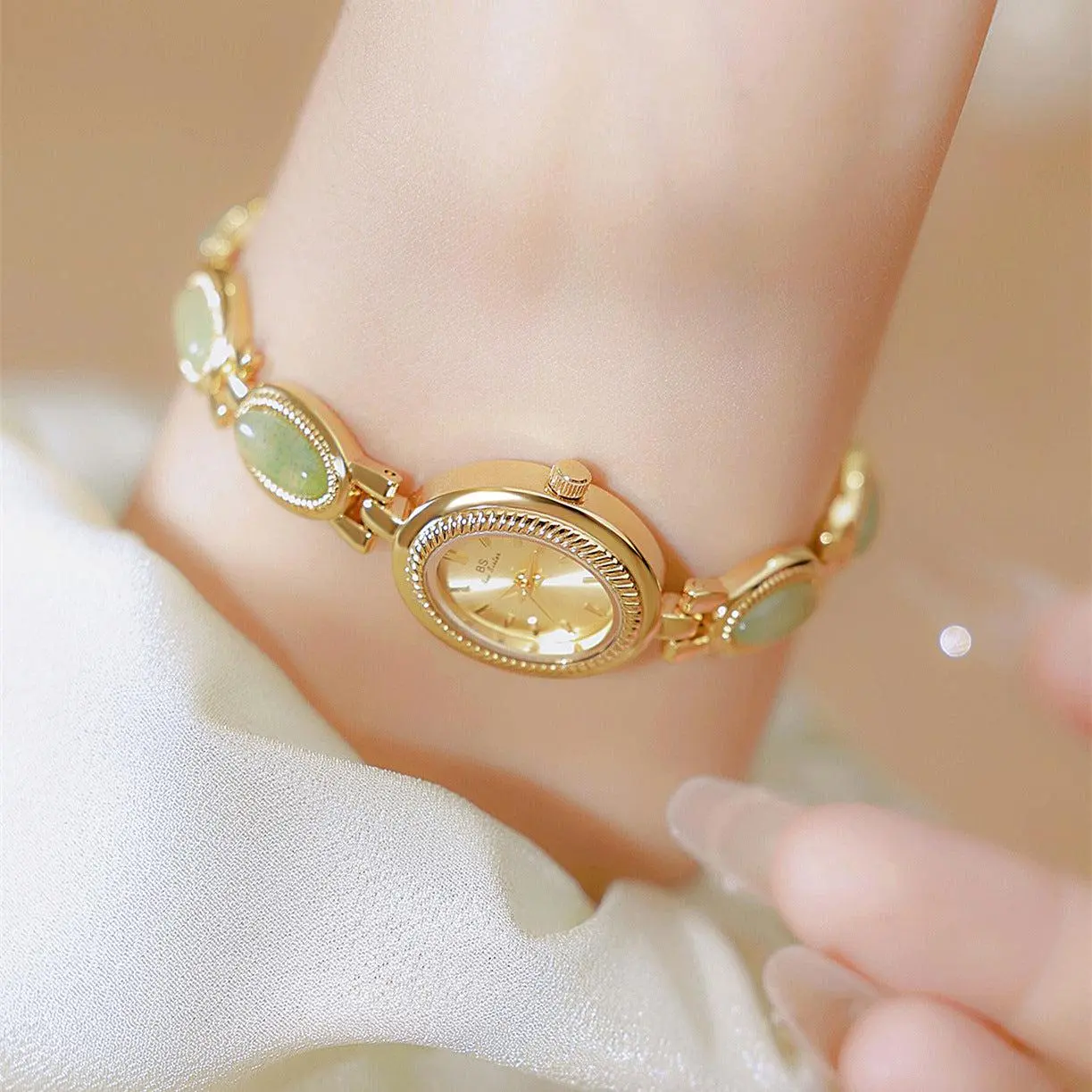 BS Natural Dongling stone and Hetian Jade high-end chain watch