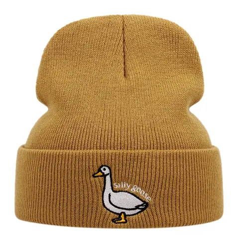 Winter Warm Funny Goose Knitted Hat Silly Goose Skullie Beanie Hat Hip Hop Knit Cap Casual Knit Hat Warm Beanie
