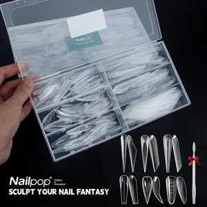 168pcs Nail Dual Form Set, 6 Trendy Shapes Cat Claw Oval Super Long Pointed Tips, Professional DIY Manicure Tools Kit, Nail Sculpting