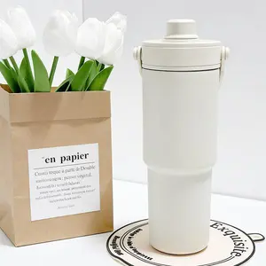 Water Bottles,Simply premium thermos cup hot seller thermos cup 735ml with glass straw，316 stainless steel , detachable tea strainer，Big capacity thermos cup 735ML with 4 color options  Water Bottles， Portable Tumbler， Drinkware Mug ，Vacuum Flasks Bottled