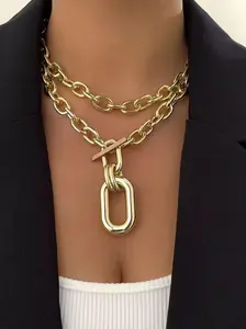 Unisex Punk Style Chain Necklace, Fashion Jewelry for Party, Daily Clothing Decor, Trendy All-match & Exquisite Jewelry for Birthday Gift, Cuban Link Necklace, Casual Trendy Jewelry