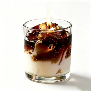 Ice Coffee Latte Scented Aromatic Candle, Ice Cube Shape Jelly Wax Candle, Home Decor & Gift Idea, Perfect for Aesthetic Ambiance