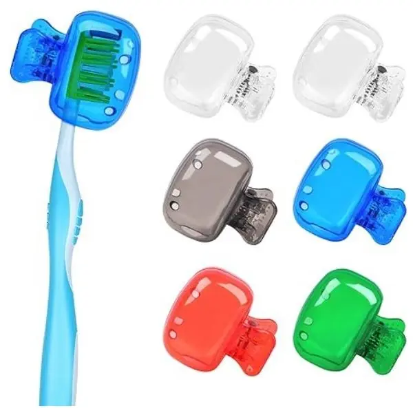 6 Pack Toothbrush Covers Portable Toothbrush Protector Coverings Clips Travel Protector Plastic Brush Pod Protection Clip Case Tooth Brush Covers Tooth Brush Cover Cap for Kids Bathroom Travel Supply