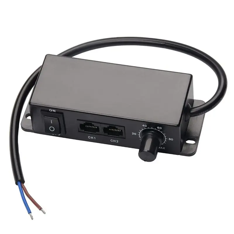 DC 0-10V Passive Rotary Dimmer Switch - ABS Build, 0~100% Dimming, On/Off Control, Series Sync, LED Compatible, Brown Line + Blue Line, No Flicker/Jitter, Easy Wiring, for Small Spotlights, 0/1-10V Dimmable LED Drivers, Electronic Ballasts