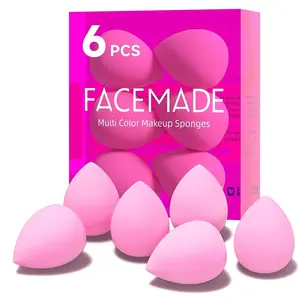 FACEMADE 6 Pcs Makeup Sponges Set, Makeup Sponges for Foundation, Latex Free Beauty Sponges, Pink FACEMADE