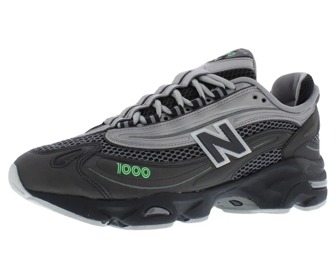 New Balance 1000 Unisex Shoes in Silver Metallic, Retro Mesh & Synthetic Lifestyle Casual Trainers, Unisex Fit