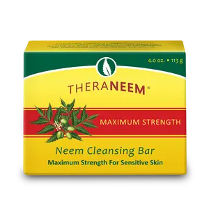 Theraneem Maximum Strength Neem Oil Cleansing Bar - 20% Organic Neem Oil, Olive, Coconut, Jojoba Oils, Shea Butter for Sensitive Skin - Fragrance, Facial