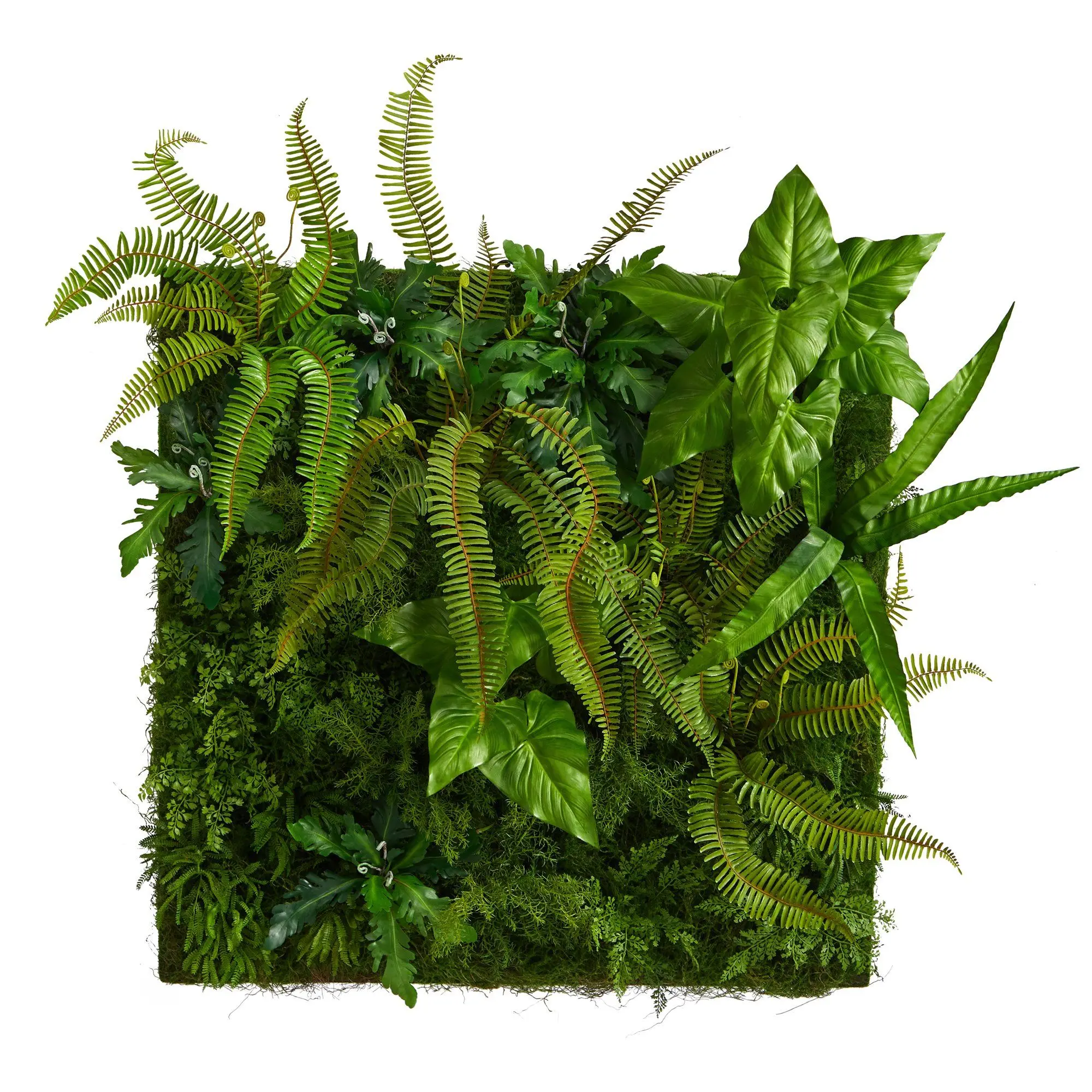 40"x40" Decorative Tropical Green Leafy Artificial Moss Wall, Synthetic Forest Flower Plant Accent for Indoor Home Decor Supplies