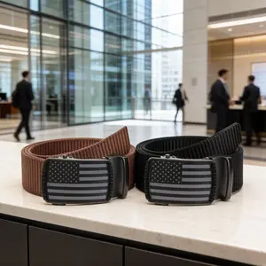 Men's Belt  Adjustable Nylon Golf Belt with American Flag Design  Ideal for Casual Wear, Outdoor Activities, and Business Sports
