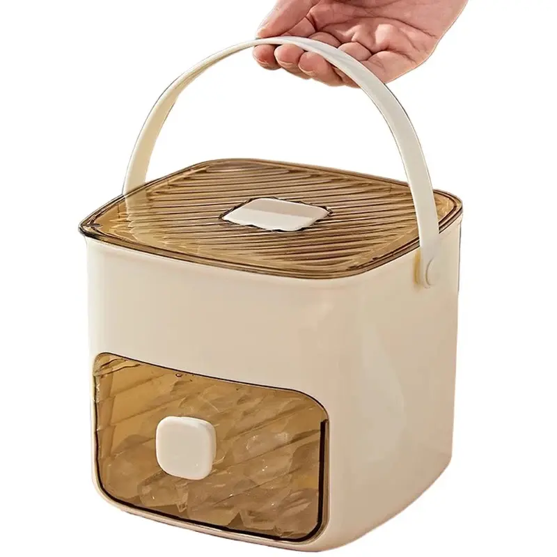 Portable ice maker and ice storage drawer ice maker, with handle, compact ice maker, suitable for home, office, and outdoor use
