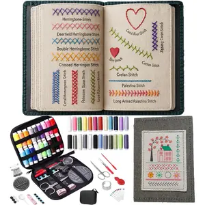 Embroidery Stitch Book Kit, 106 Patterns with Tools & Tutorials, 86 PCS Beginner Embroidery Kit, Portable All-in-One Hand Embroidery Book for Adults & DIY Craft Lovers