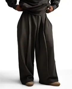 Y33 Designer Pleated Organic Sweatpants — 520GSM, Baggy Oversized, Volcanic Ash