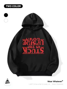 Stranger Things Upside Down Reversed Logo Hoodie, Loose Fit Graphic Print Sweatshirt, Casual Breathable Pullover for Outdoor & Home Wear