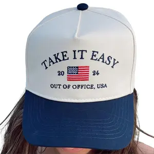 Take it Easy Vintage Trucker Hat Hand Wash Only Statement Cap for Vacay Beach Lounging & Relaxed Weekend Vibes