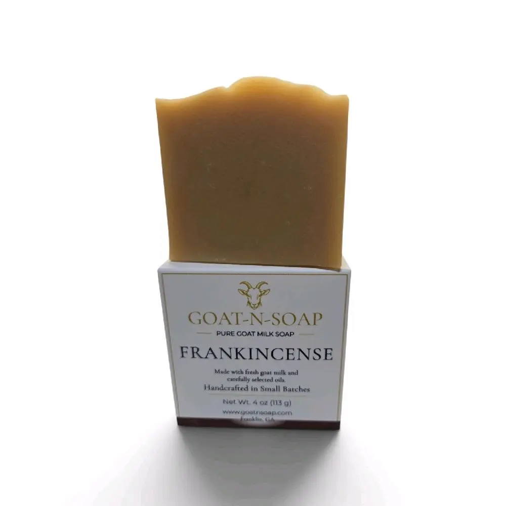 Frankincense Pure Goat Milk Soap - Farm Fresh,& Fragrance Oil-Free for Nourishing Natural Skincare Bodywash with Shea Butter & Natural Oils
