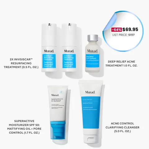 [Full Size Exclusive] Murad Acne Control 60-Day InvisiScar Kit - Acne Clearing Products with Clarifying Cleanser, InvisiScar Resurfacing Treatment & Vitamin C Solution