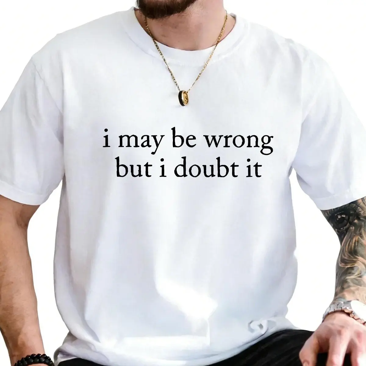 Men's Streetwear Graphic T-Shirt, Funny Bold Slogan Walking-Talking Tee, Soft Heavyweight Cotton Casual Basic Top