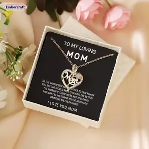 MOM Flower Necklace Cubic Zirconia Pendant Necklace Elegant Dainty Jewelry Perfect Gift for Mom Mother’s Day Birthday Anniversary Daily Wear