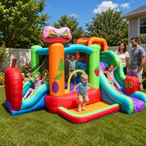 Backyard Kids The Very Hungry Caterpillar™ Inflatable Bounce House and Slide Combo with Blower – Toddler Bouncer with Ball Pit, Mesh Safety Net, Indoor Outdoor Play for Kids Ages 3–10, Water-Resistant